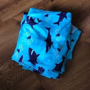 Highlight’s blue shark curtain panel